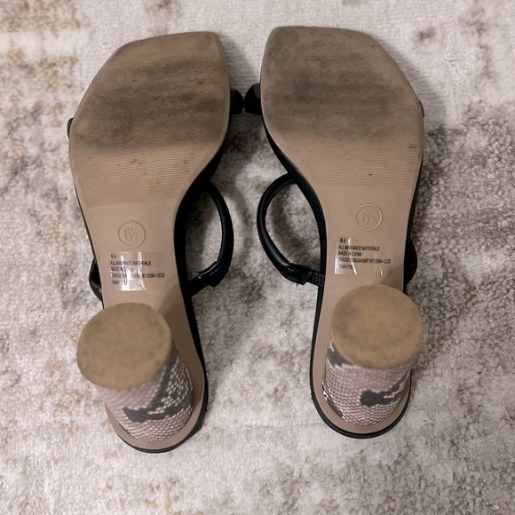 Women's Cass Thin Strap Heeled Pumps - A New Day Black Snake - Picture 7 of 7